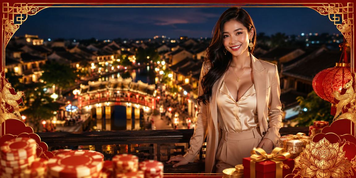 Chợ đêm Hội An với màn hình cá cược thể thao sáng rực về đêm