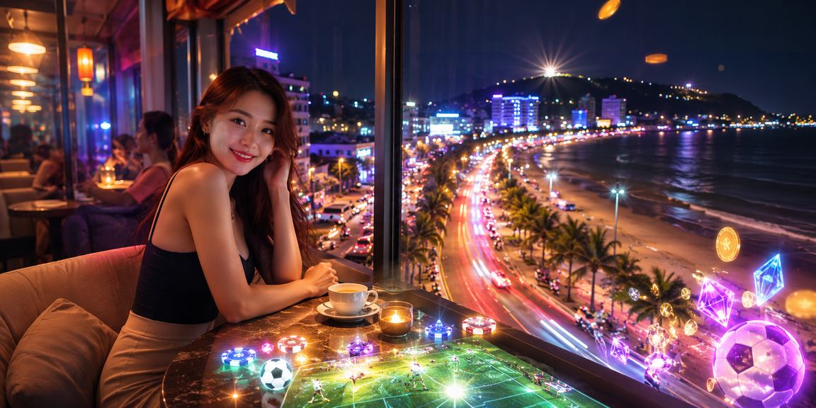 Người dùng Vũng Tàu xem cá cược thể thao cùng cà phê buổi sáng ven biển